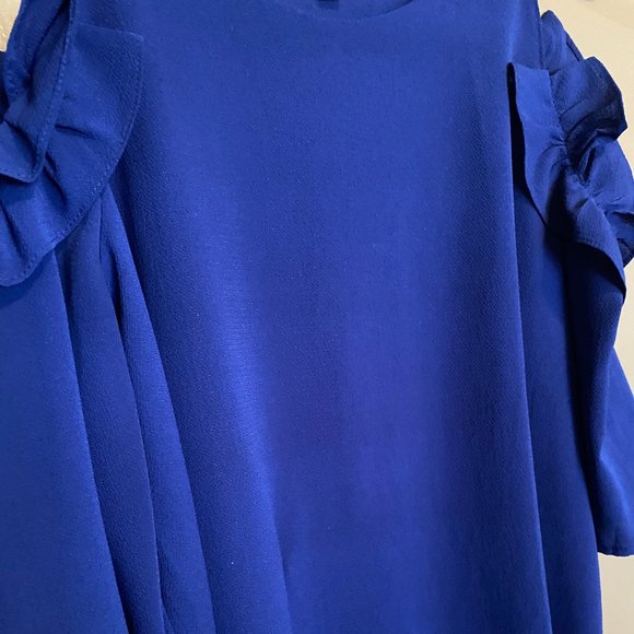 Cold Shoulder Blue Top with Ruffles - Medium - Picture 3 of 3